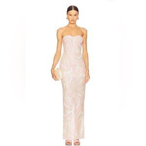New Bronx and Banco Dahlia Strapless Maxi Dress in Blush Multi Pink